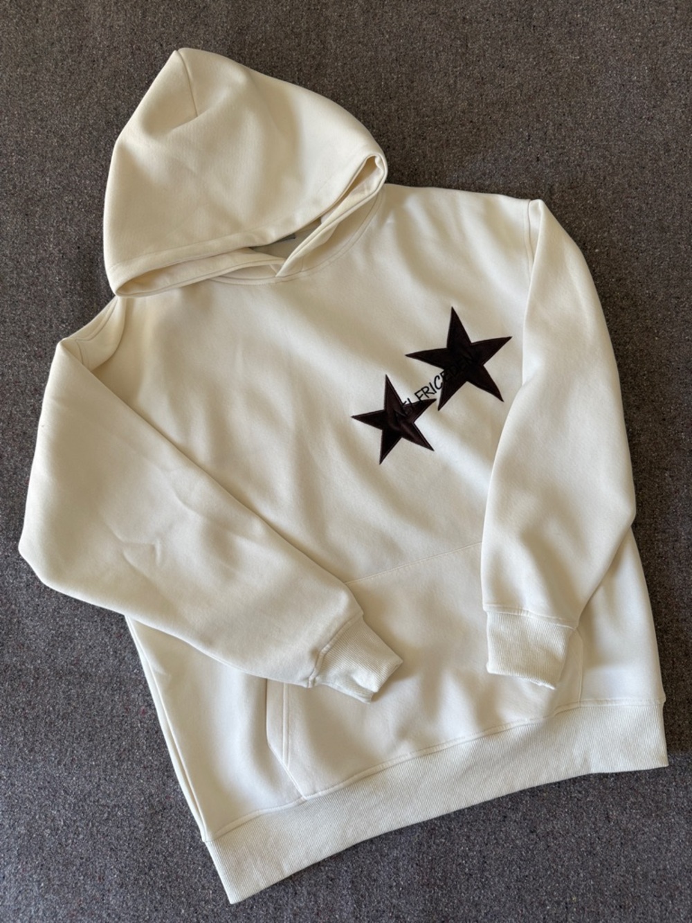 Aelfric Eden Cream Hooded Pullover with Black Velvet Stars (Size Small)